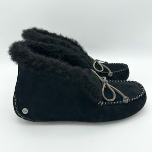 UGG Australia Alena Moccasin Slipper 1112278 Black Women’s Size 5 EUC